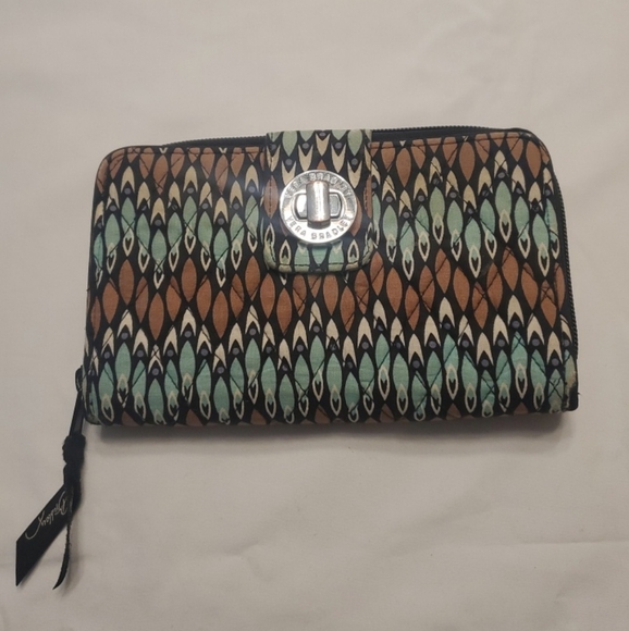 Vera Bradley Retired Sienna Stream Pattern Turn Lock Wallet - Picture 1 of 7